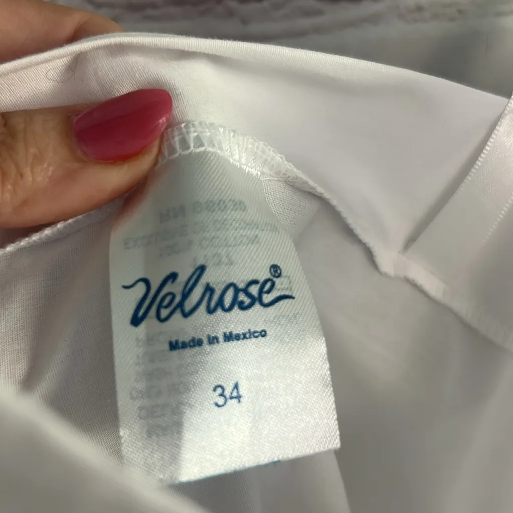 Vintage ladies white Velrose midi slip strappy v neck capsule size 34 retro - Image 3