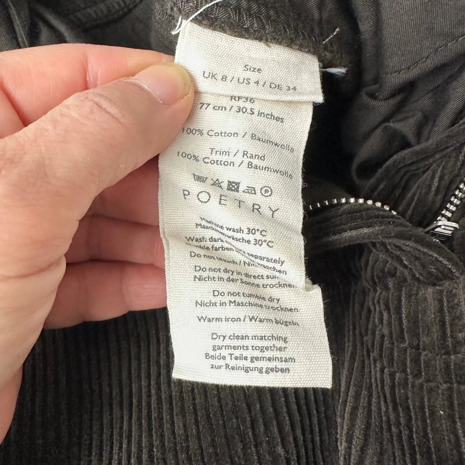 POETRY Corduroy High Waisted Wide Leg Tapered Pants Green Brown Women Size 4 - Image 2