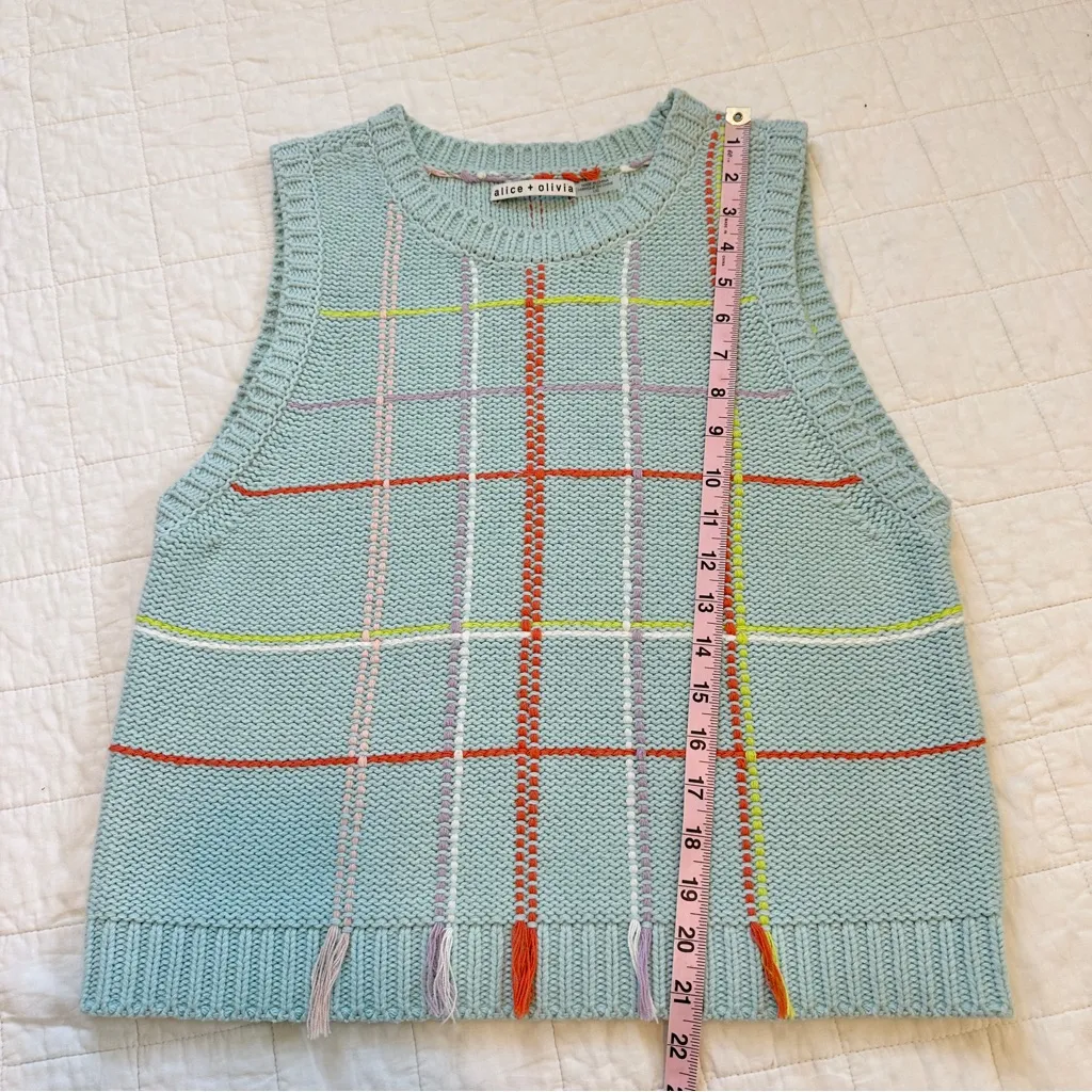 Alice + Olivia Rosalina Grid Shell Sweater Vest Plaid Large - Image 5