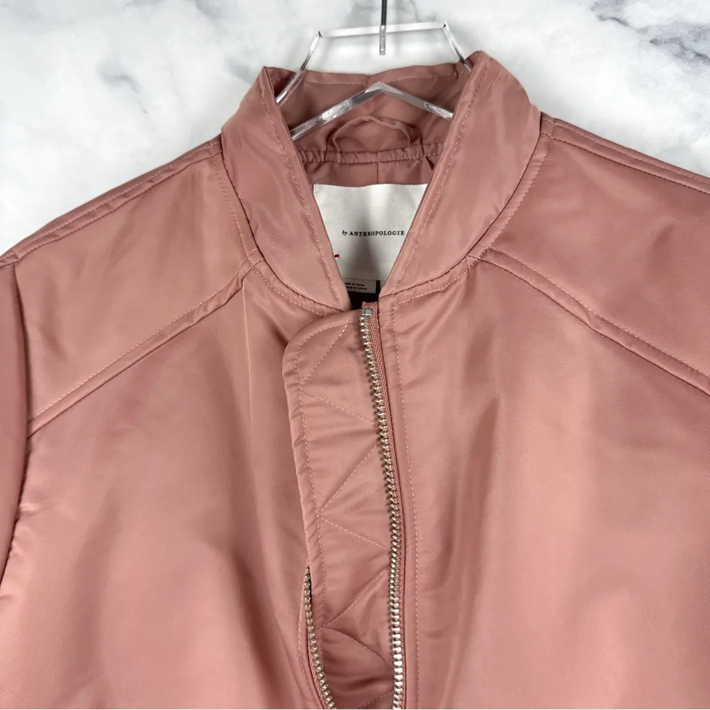 NWT By Anthropologie '98 Bomber Jacket Pink Burlwood Streetwear Athleisure XS - Image 7