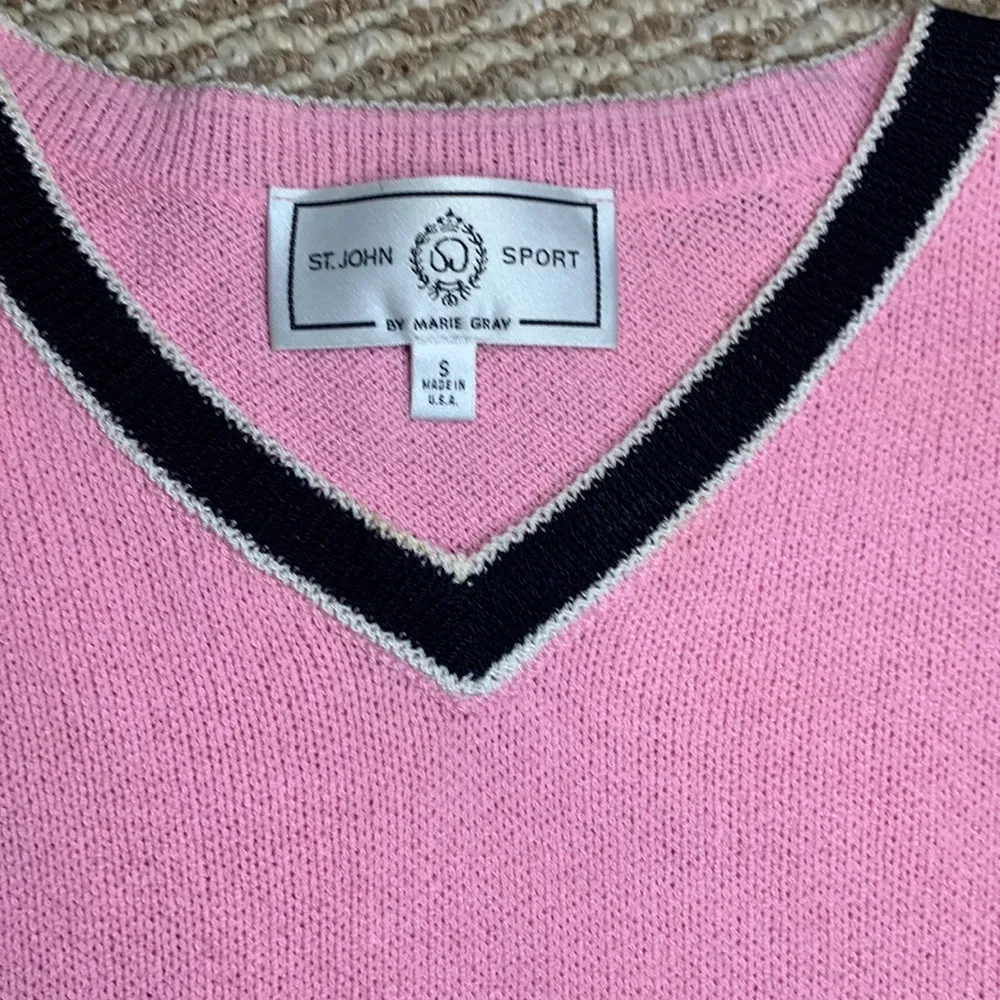 RARE St. John Sport size small pink and black sweater emblem on left arm - Image 2
