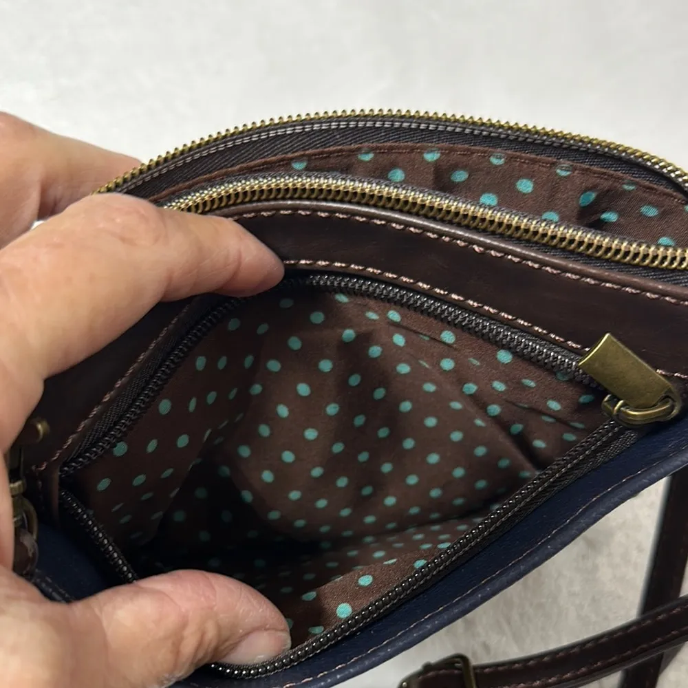 NWOT Chala Blue and Red Crossbody Bag with Cardinal Embroidery - Image 6