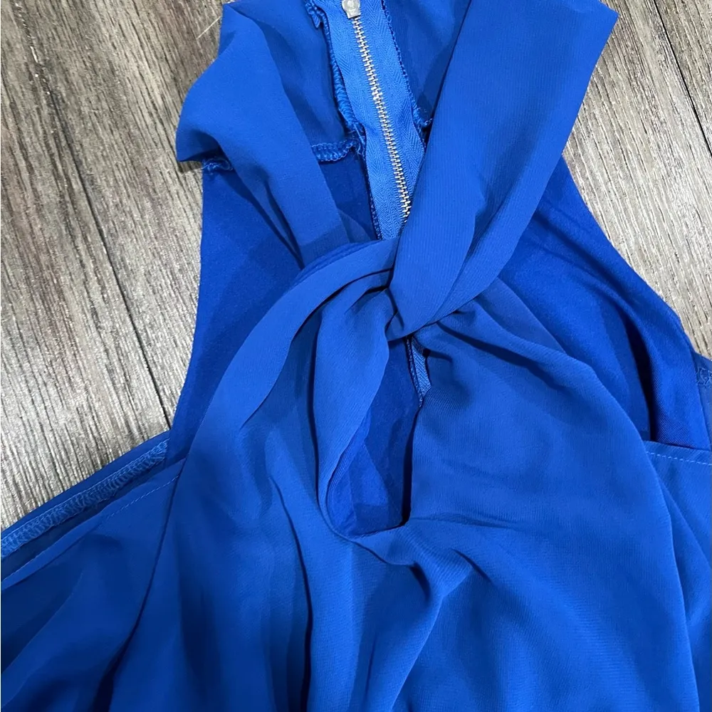 Women’s Blue Small Long Sleeve Halter Top Shirt - Image 2