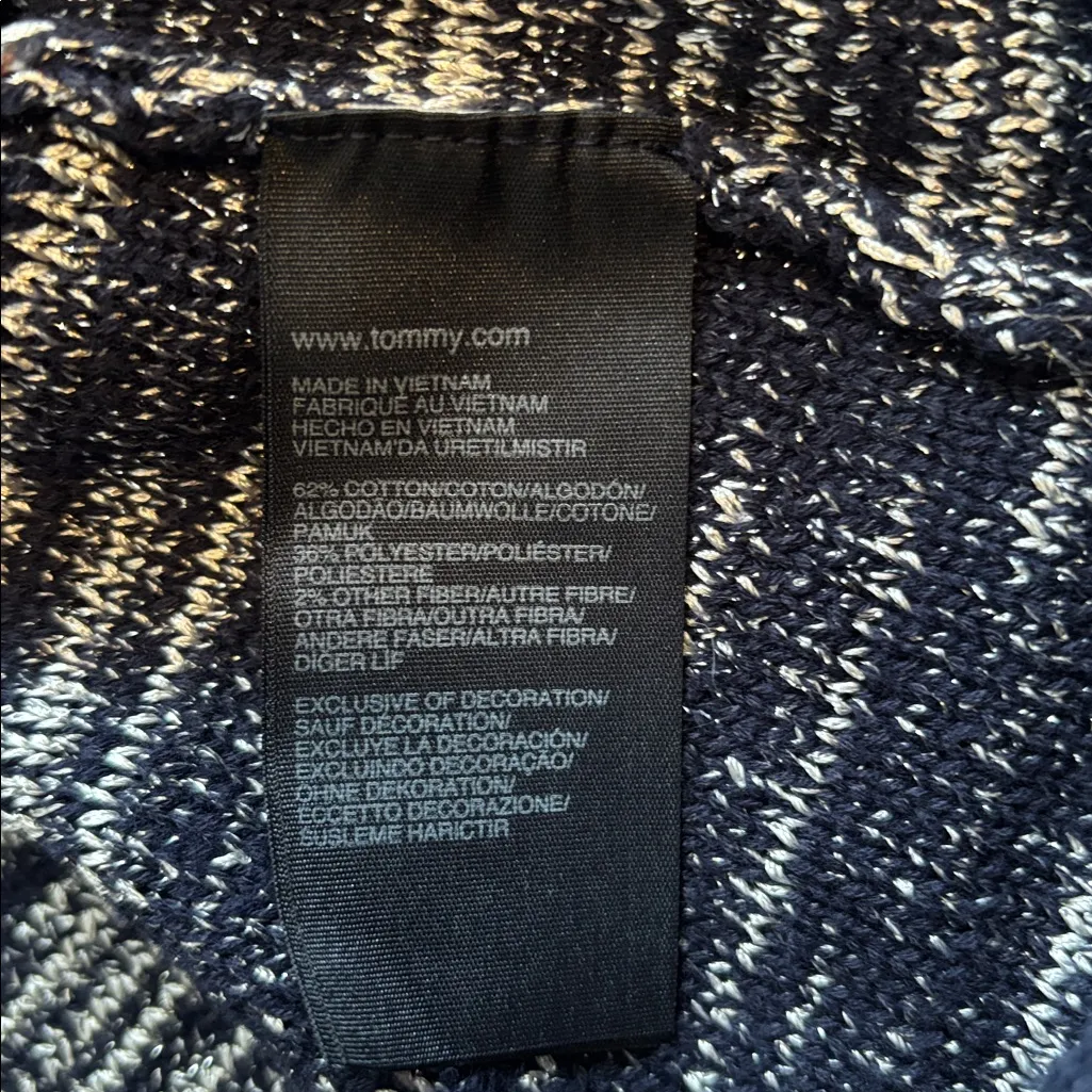 Tommy Hilfiger Navy and Gray Cardigan Size Large - Image 5