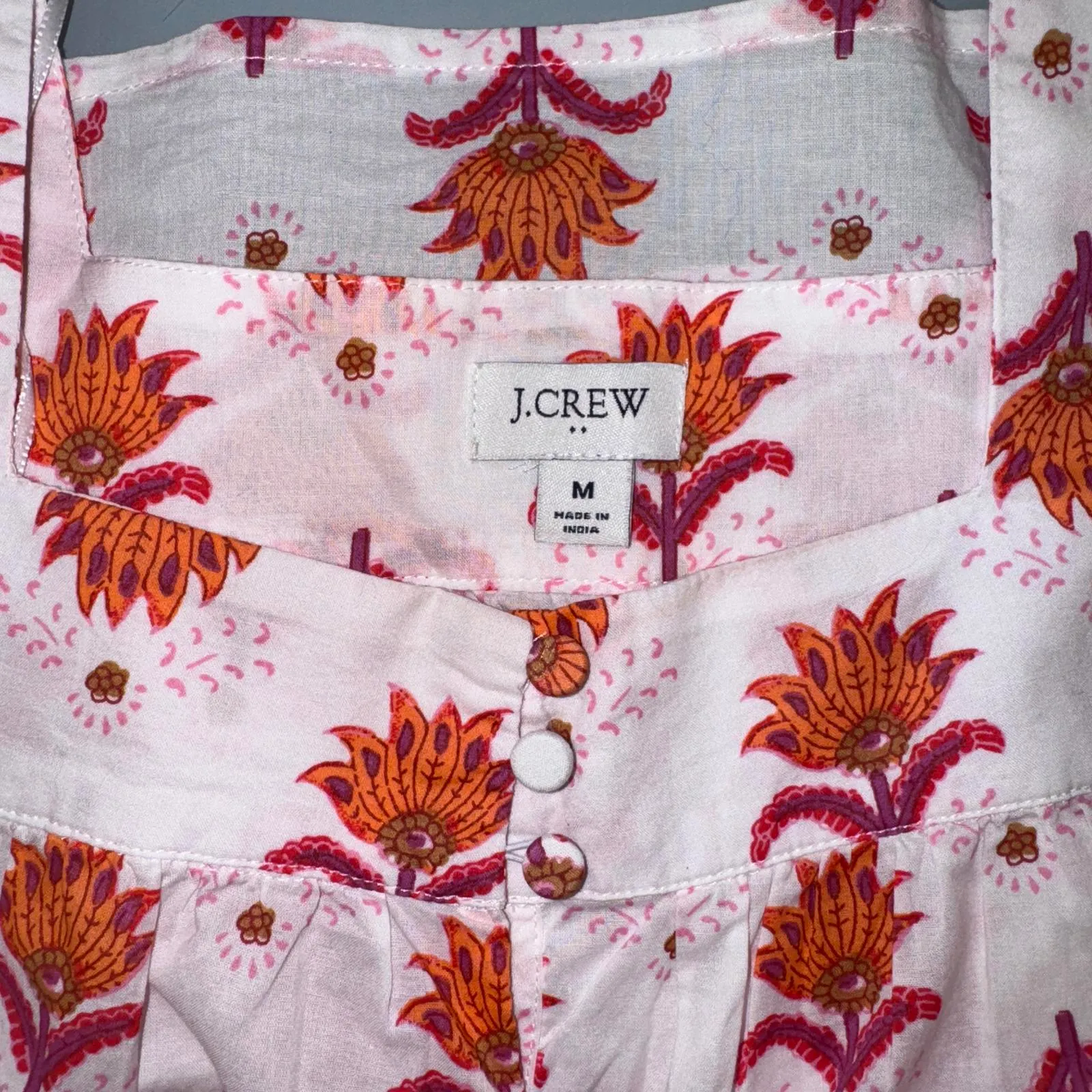 J. Crew Cotton Square Neck Ruffle Top Size M White Fresh Cantaloupe‎ Womens - Image 6