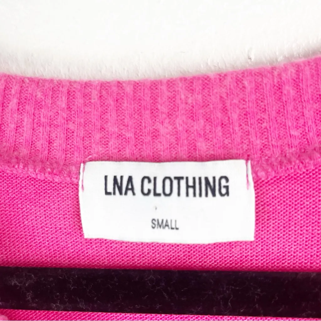 LNA Clothing Pink V-Neck Long Sleeves Drop Shoulders Fuzzy Sweater Small - Image 3