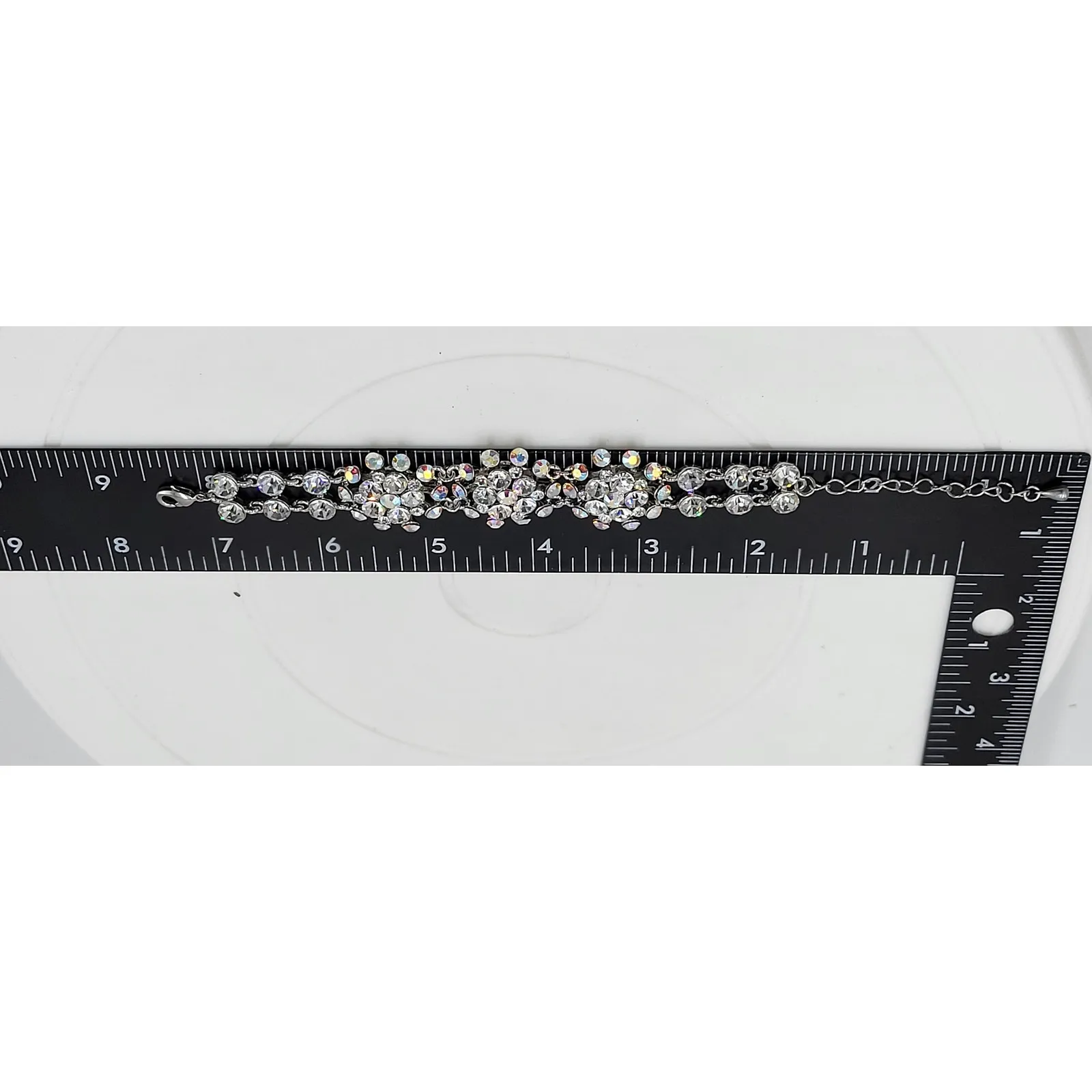 Vintage Womens Silver Tone Crystals‎ Rhinestone Bracelet Bridal Accessories - Image 7