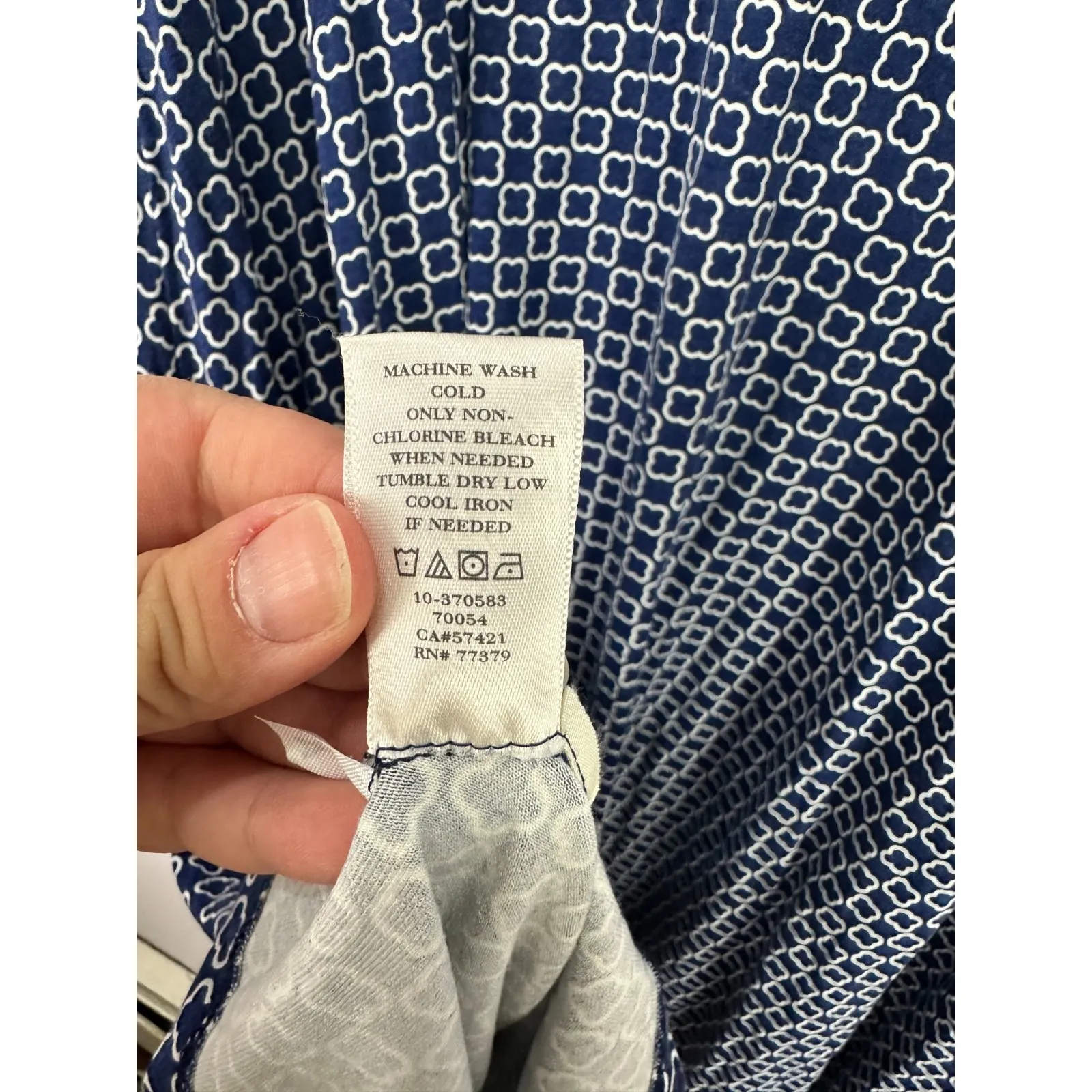 Ann Taylor Dress XXL Navy Geometric Fit Flare Preppy Quiet Luxury Coastal Chic - Image 5