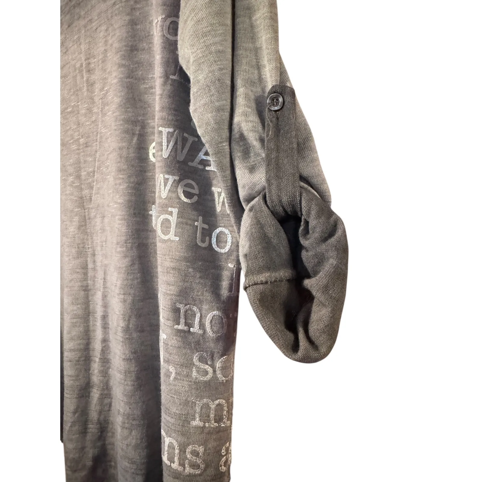 Gigi Moda Made in Italy V Neck Sequin Trim Shirt Top Womens M Gray Size M - Image 5