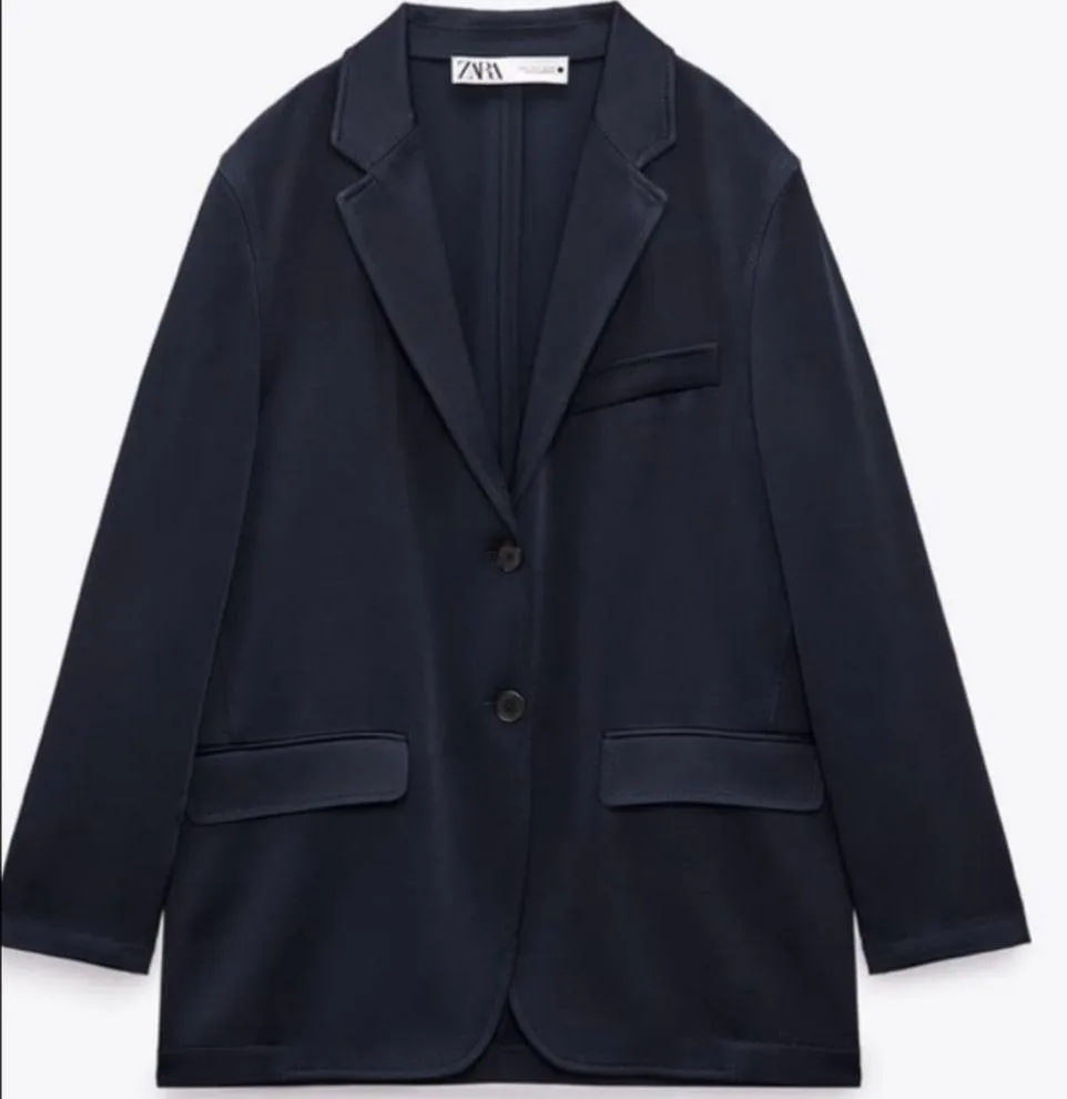 Zara Limited Edition Satin Effect Blazer Navy Blue Size XS NEW - Image 8
