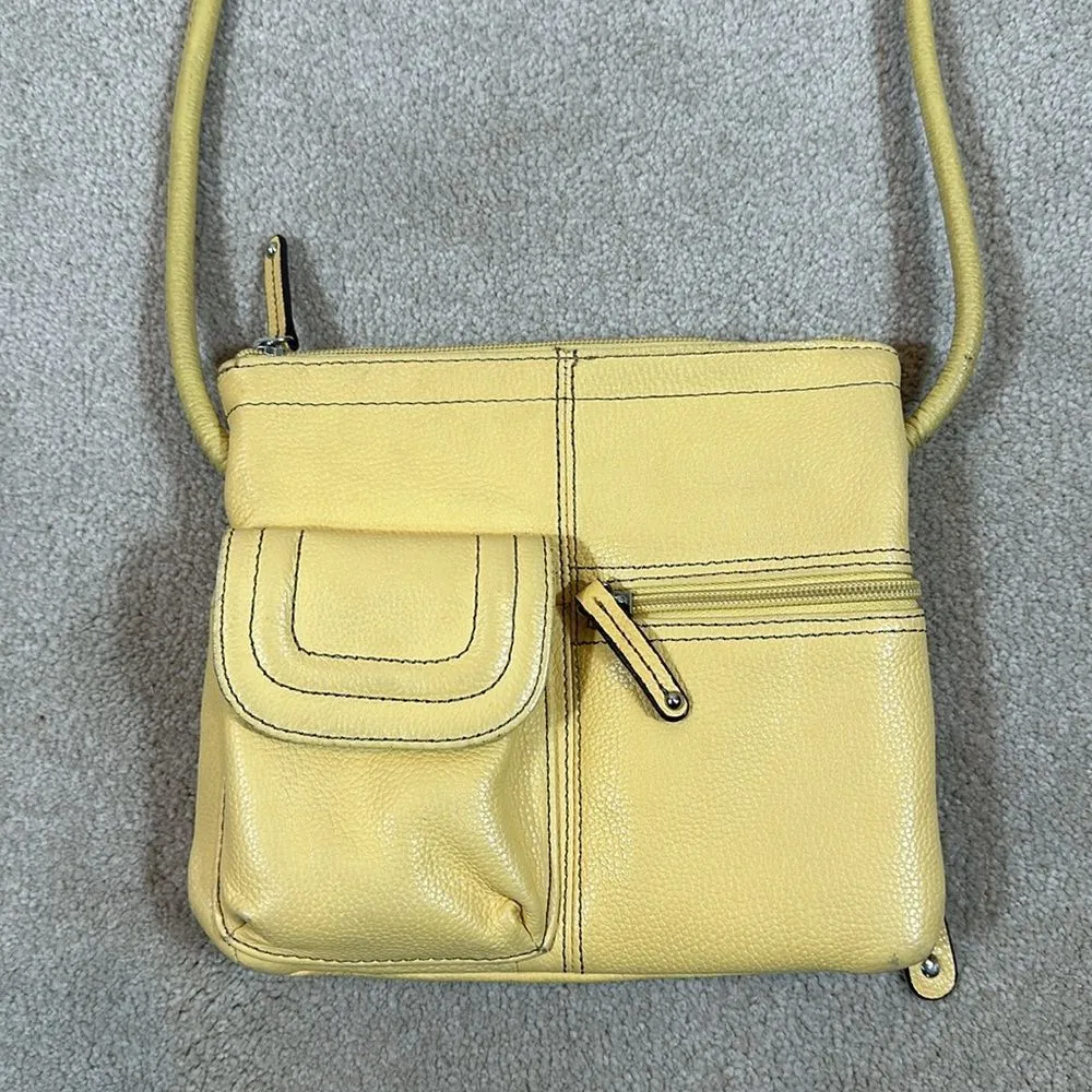 Tignanello Yellow Leather Women Crossbody Shoulder Bag Purse - Image 6