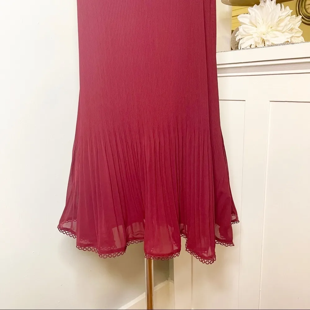 Lulu’s Red Pleated Chiffon Halter Neck Mini Swing Dress Small - Image 6