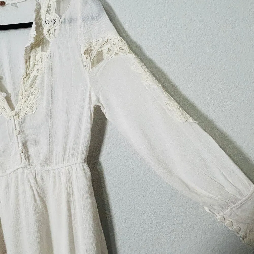 NEW Free People FP One Paige Mini Dress Sand Sable XS Oversize Cowgirl Off White - Image 7