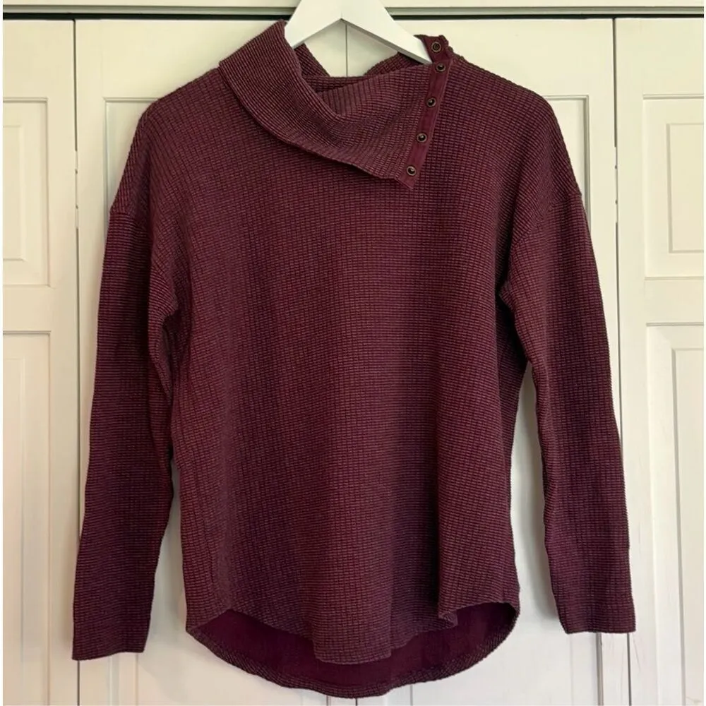 Lilla P waffled purple snap collar sweater small - Image 2