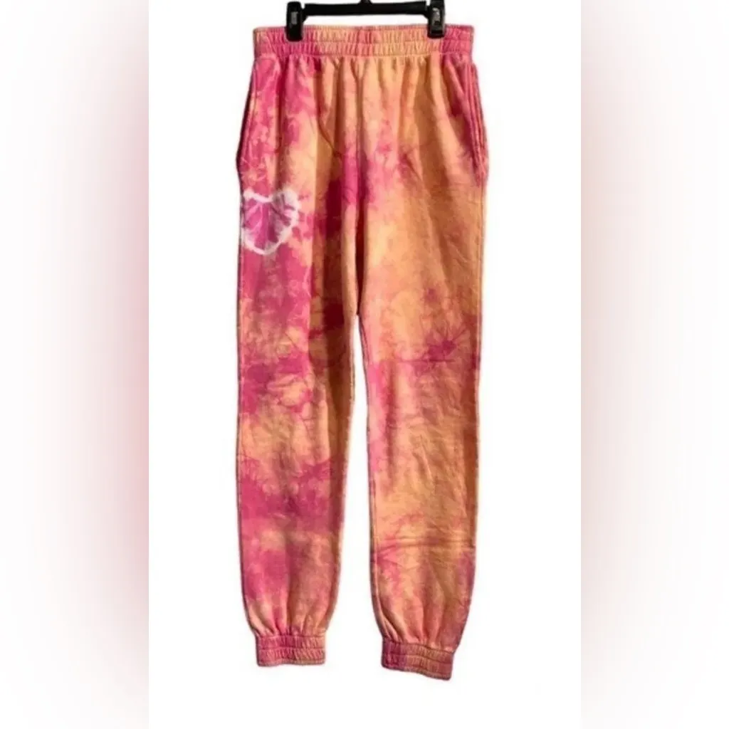 FRANKIES BIKINIS Aiden Sweatpants Joggers in Pink Sherbet Tie Dye, Size L, NWT - Image 7