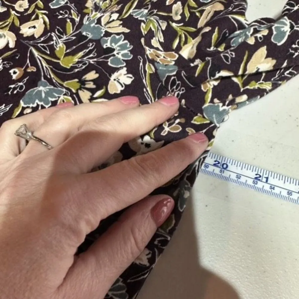 J. Jill Pima Cotton Crew‎ Neck Floral Long Sleeve Tee Shirt Size Medium Black - Image 9