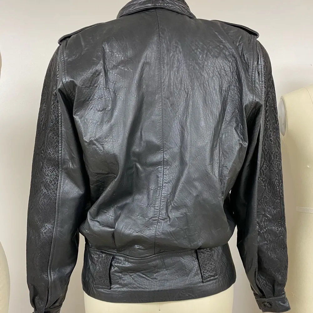 Vintage Leather /snakeskin like Leather Jacket XL - Image 5