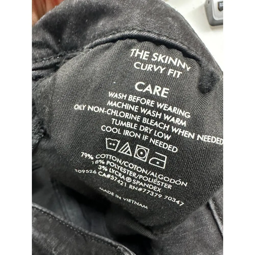 Ann Taylor Curvy Fit Jeans Women 14 Black Wash Denim Cotton Stretch Ankle Skinny - Image 7