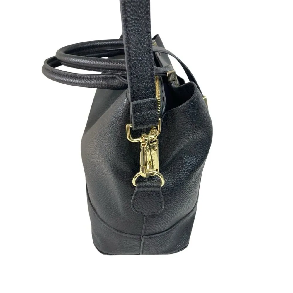 *Steve Madden Pebble Vegan Leather Handbag Black Classic Crossbody Satchel Purse - Image 4