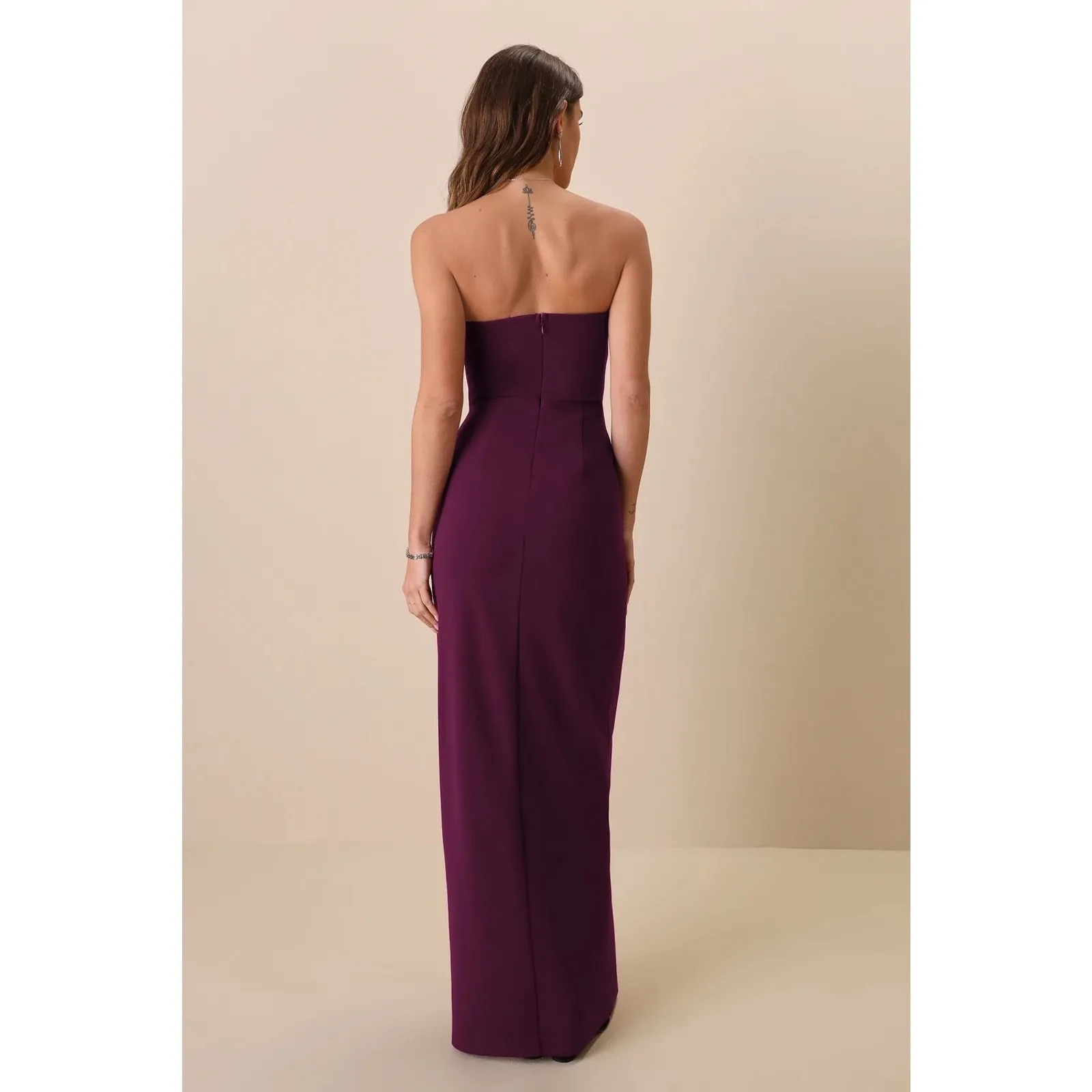 NWOT Lulus Sensational Beauty Plum Purple Strapless Maxi Dress Wedding Prom Sz M - Image 3