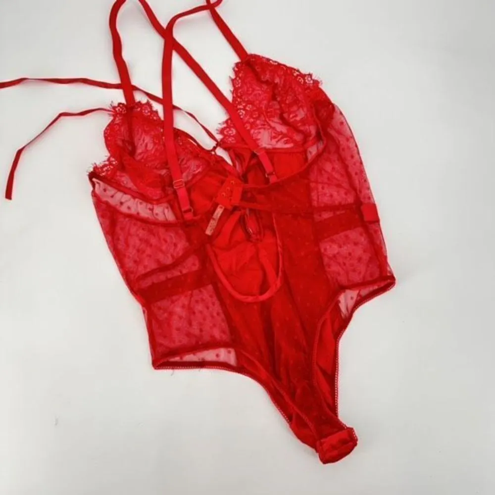 NWOT‎ Roma Red Lace & Satin Tie Up Lace Up Sexy Teddy Plus Size 1X plus size - Image 4