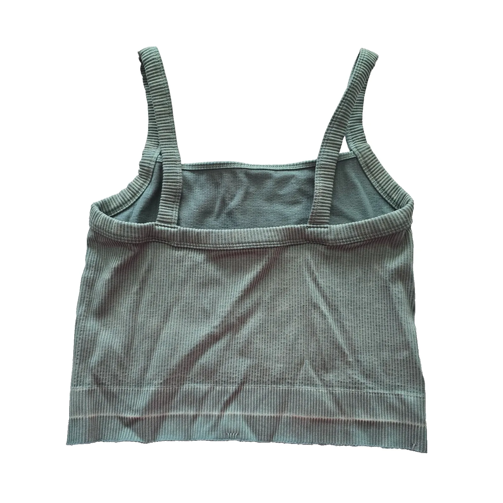 Ribbed Comfort Y2K Bra Top Wireless Pullover Stretch Sleep Active Colsie Green S - Image 2