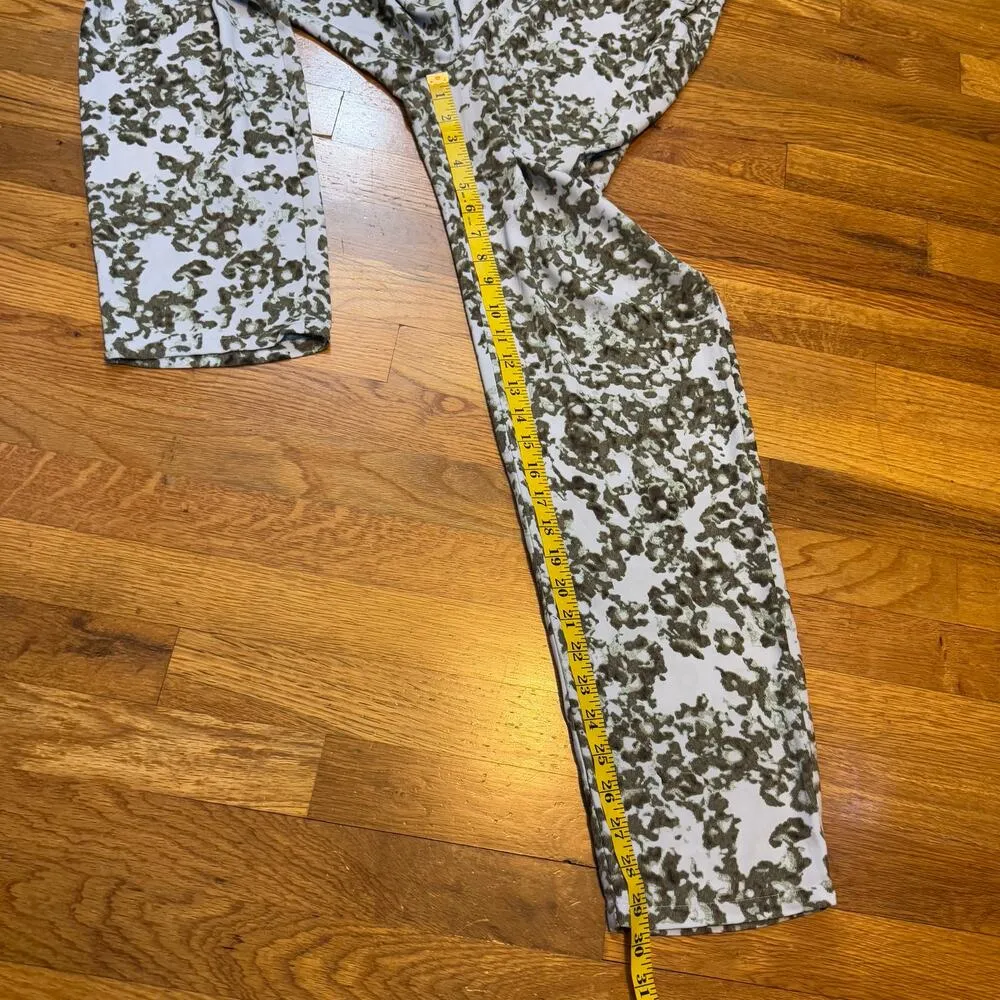 Open Edit Womens Small Olive Blue Cosmic Floral Pull on Pants Printed Abstract - Image 4