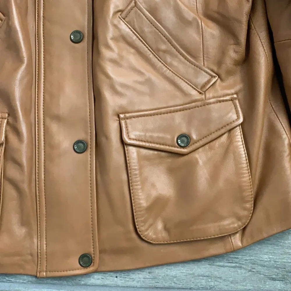 Eddie Bauer tan leather jacket - Image 5