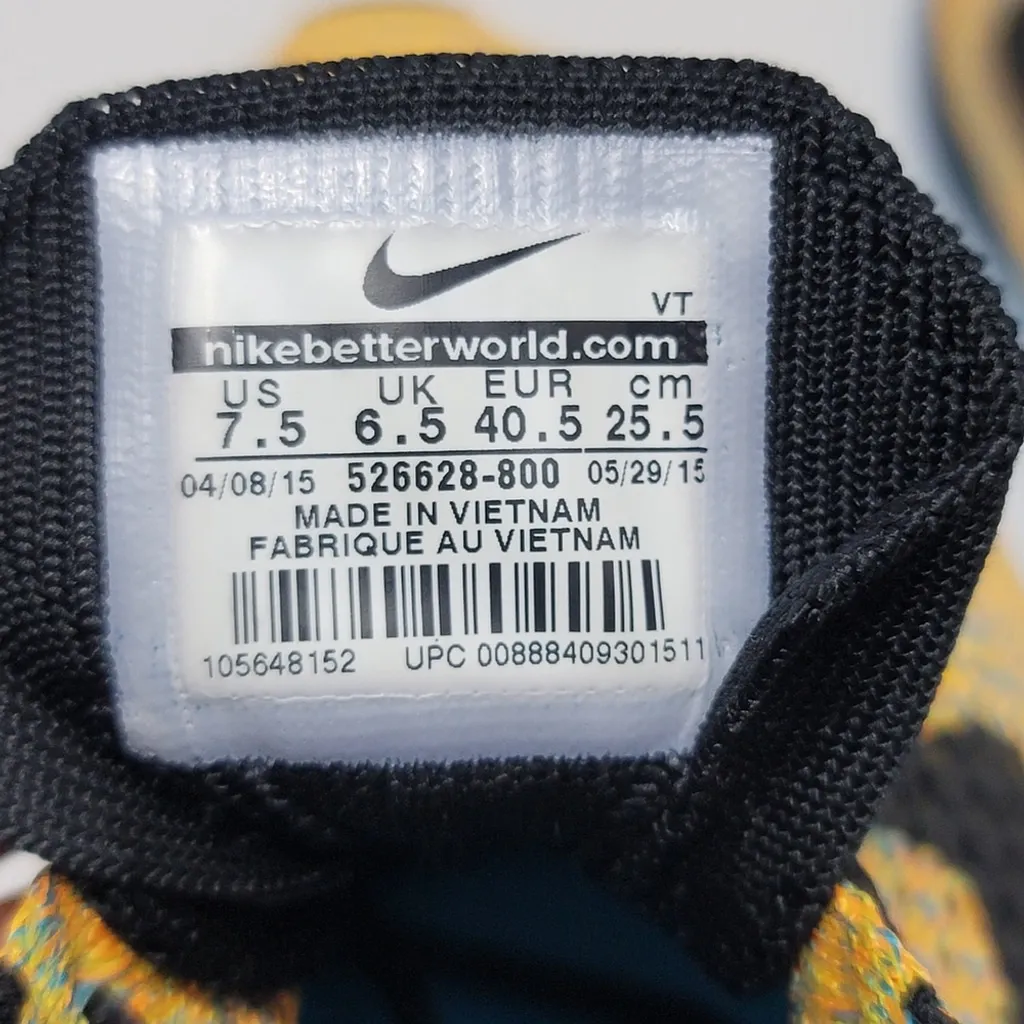 Nike Flyknit Racer Sherbet Bright Citrus Blue Lagoon Trainers 526628-800 Sz 7.5 - Image 7