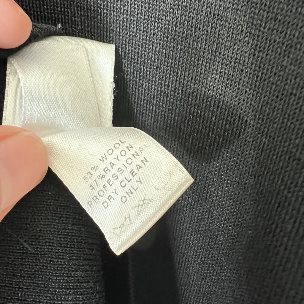 St. John Black Wool Blend One‎ Shoulder Dress Size 6 Asymmetrical Sleeve - Image 8