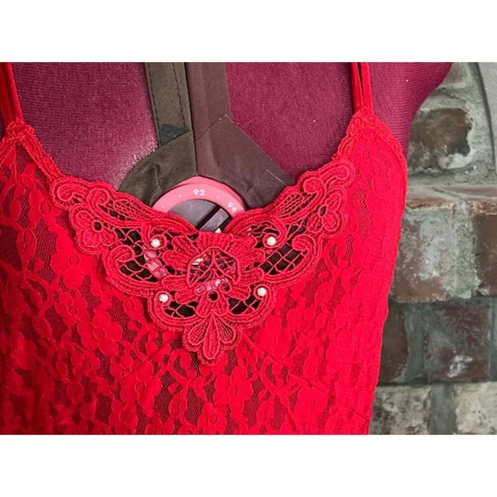 Cinema Etolie negligee nightgown red lace sheer sexy lovcore Size M - Image 3