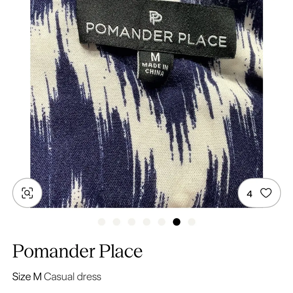 Pomander Place Blue and White Patterned Dress Size M - Image 2