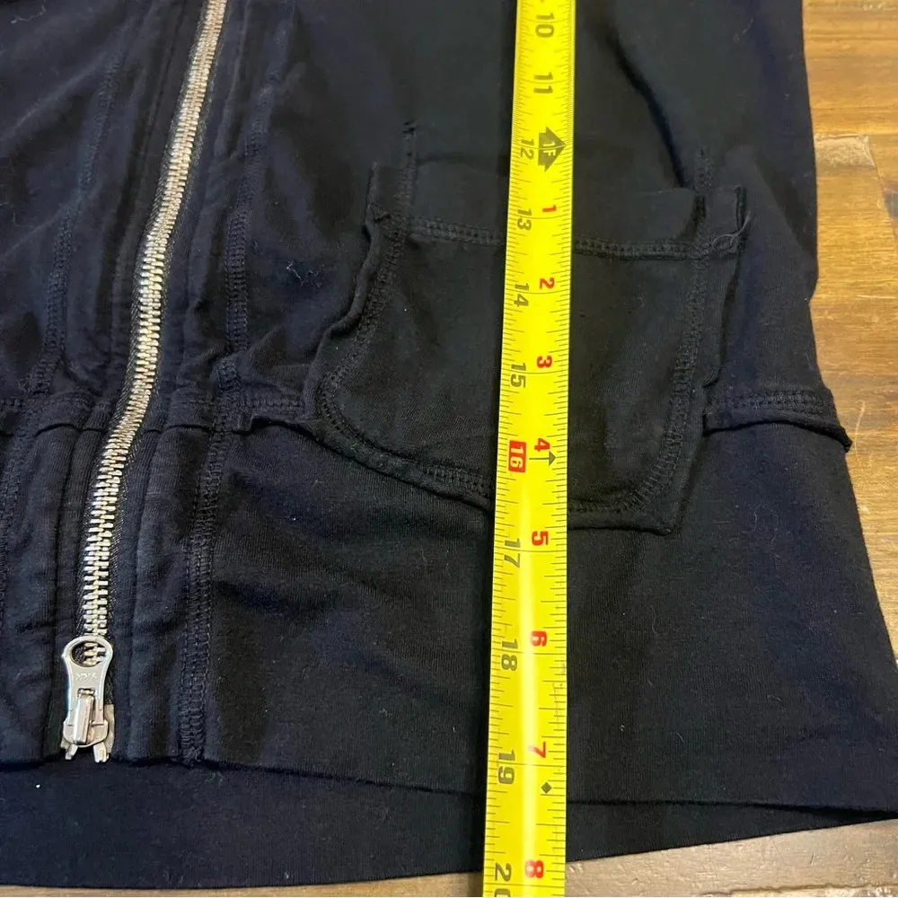 Johnny Was JWLA Black Front Zip Hoodie Sweater Embroidered Suede Roses Bird Rare - Image 5