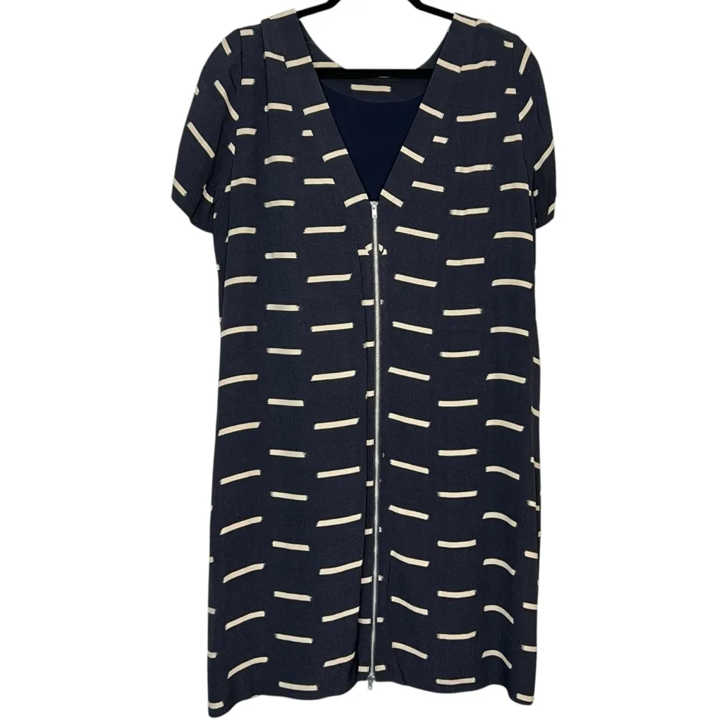 Madewell Black Tan Women’s Short Sleeve Dress With Silver Exposed Zipper Size 6 - Image 2