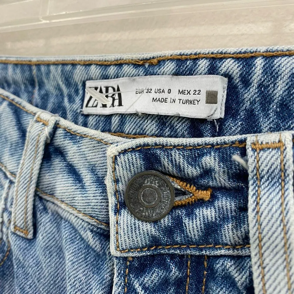 Zara High Rise Slim Slit Meg Bloggers Favorite Distressed Jeans Sz 0 - Image 10