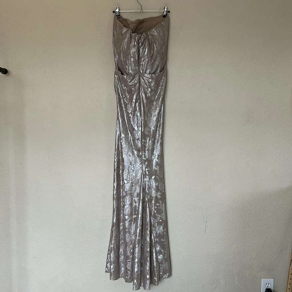 House of CB XL A-C‎ Persephone Pale Gold Chiffon Strapless Corset Maxi dress - Image 8