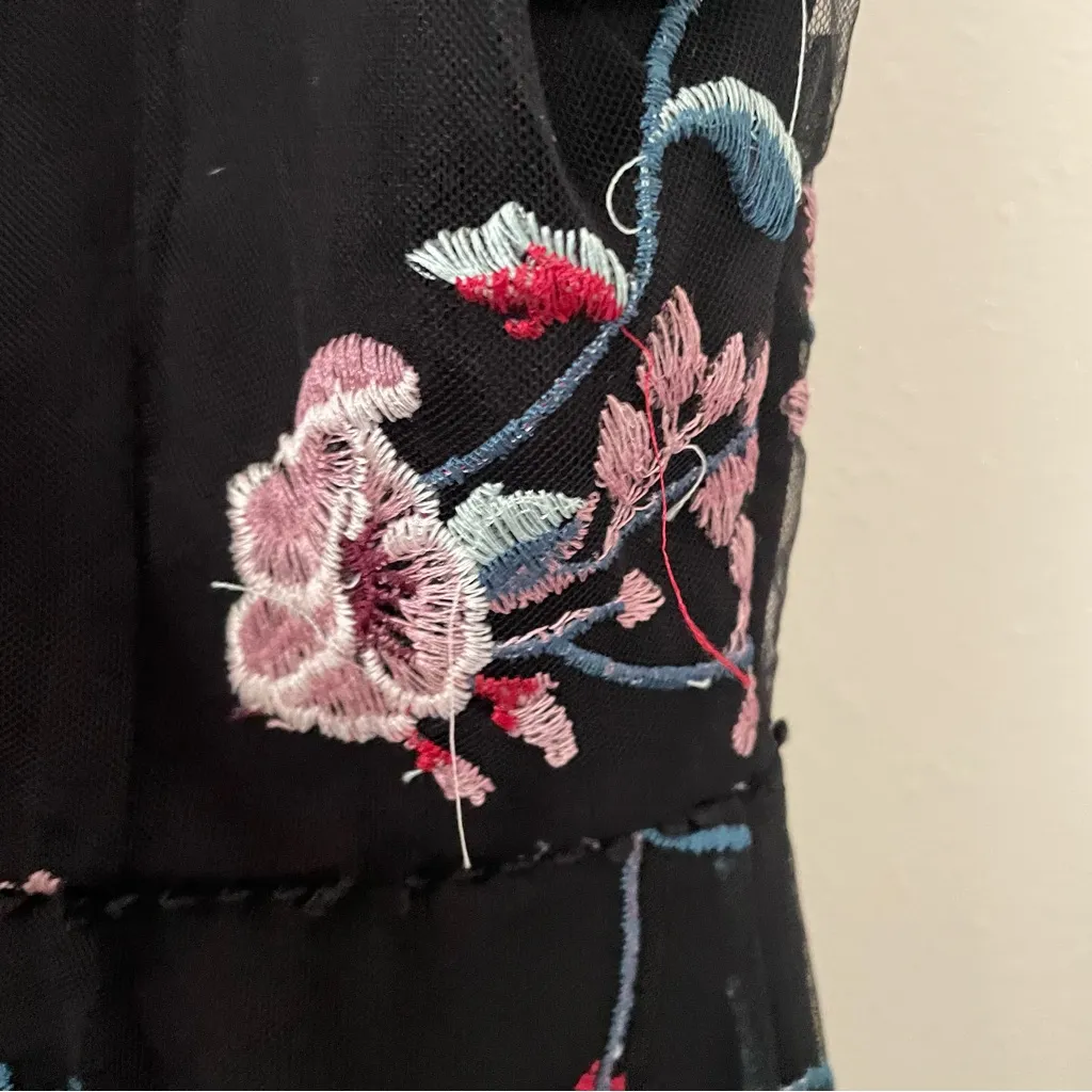 Showpo Remember The Days Floral Embroidered Dress Black Size 8 - Image 7