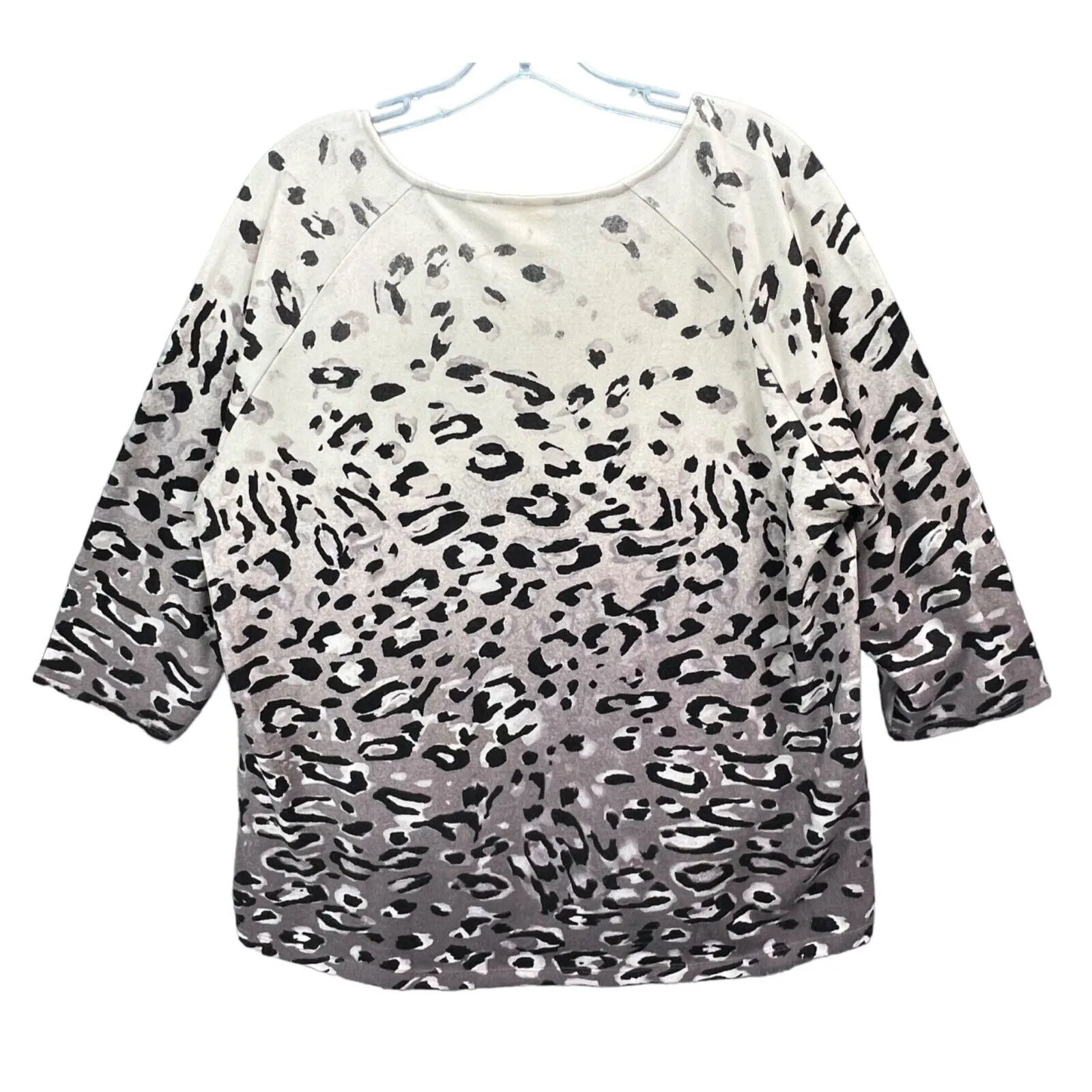 Chicos Top Womens XL Black Mauve Ombre Animal Print Blouse 3/4 Sleeve Stretch - Image 4