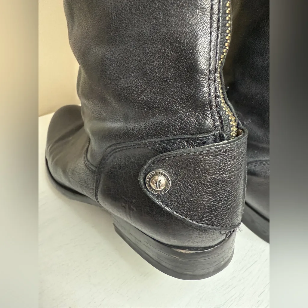Frye Melissa Button Back Zip Blacker Leather Equestrian Riding Boots Size 10 - Image 10