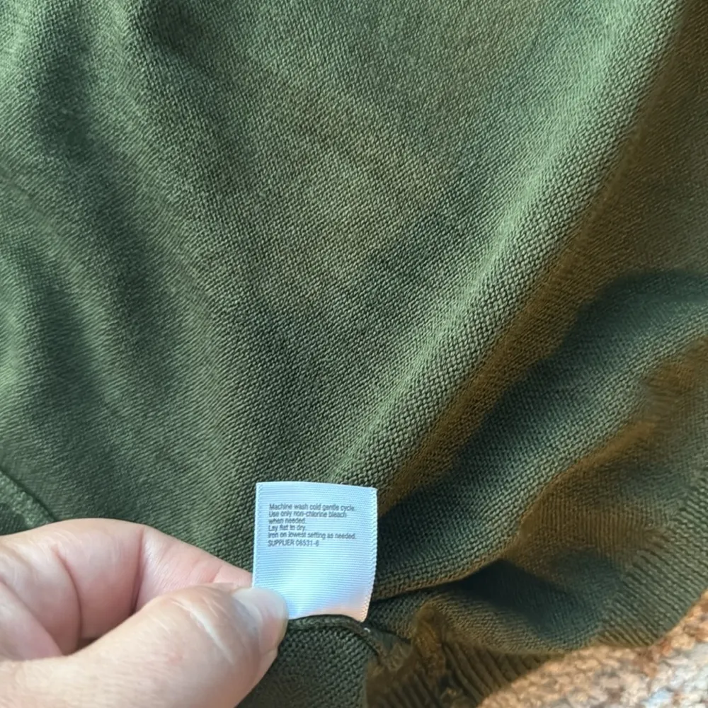 a.n.a. Draped Long Sleeve Cardigan Olive Green PL - Image 4