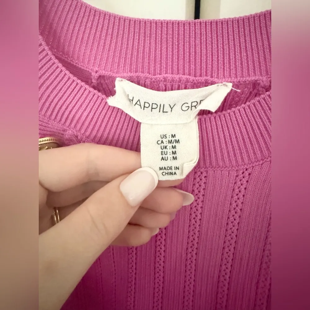 Happily Grey Women's High Neck Sleeveless Nautical Knit Sweater Tank Size Medium Pink - Image 3