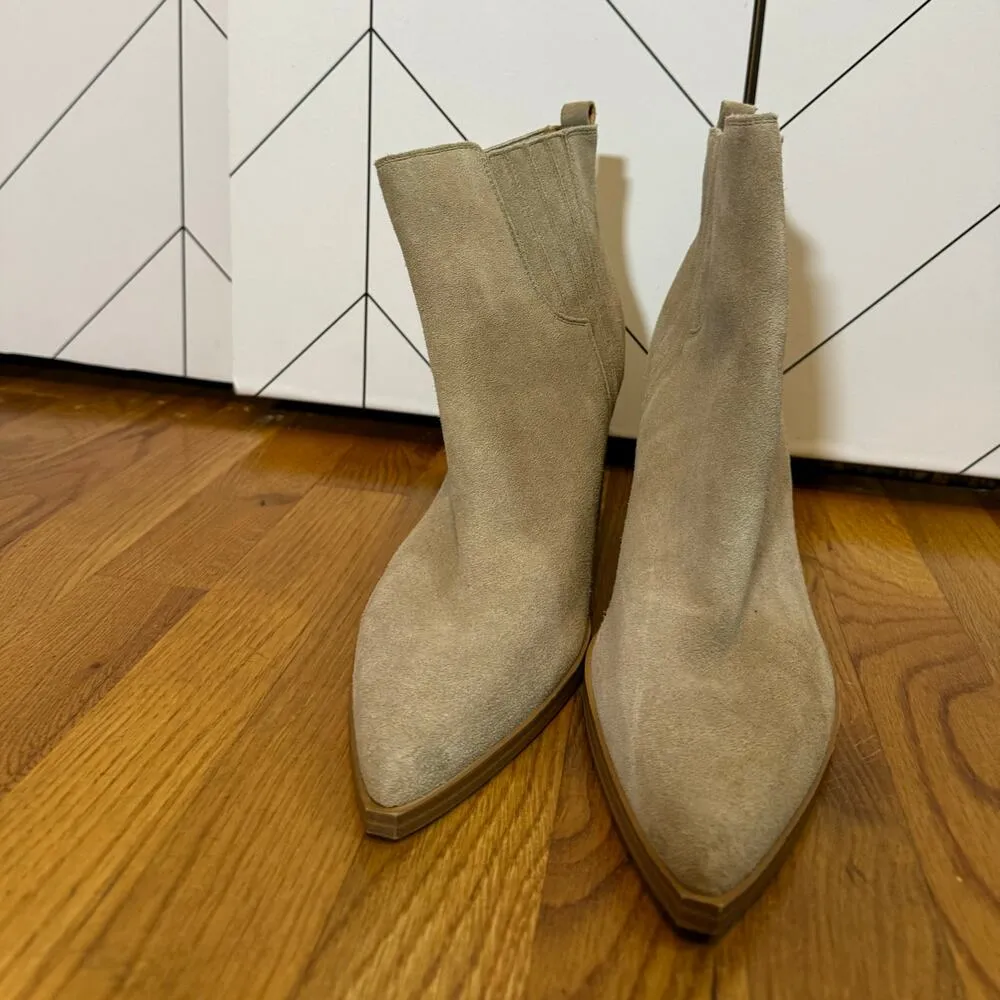 Marc Fisher Women’s 13 Matter Block Heel Suede Tan Walnut Boot Ankle Boots - Image 2