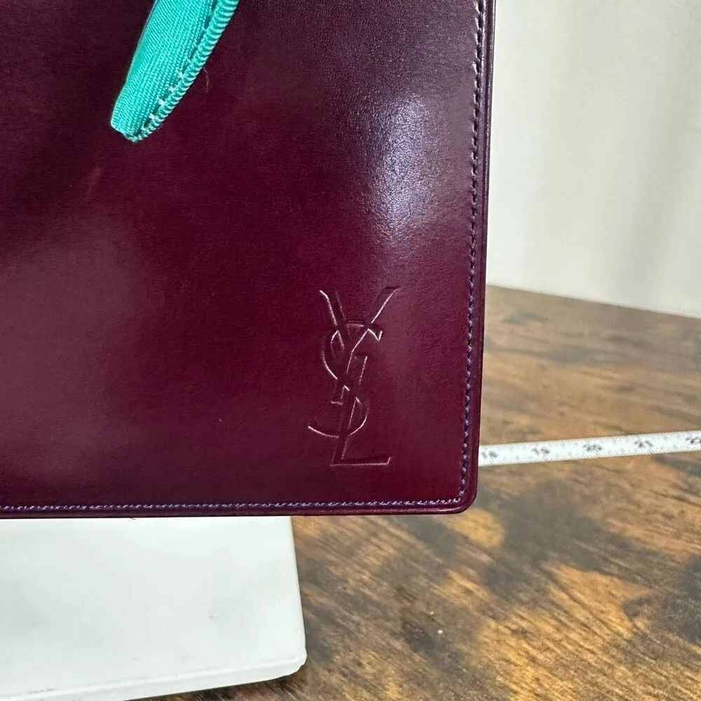 Yves Saint Laurent YSL Vintage Multicolor Two-Tone Long Wallet W/ Added Crossbod - Image 4