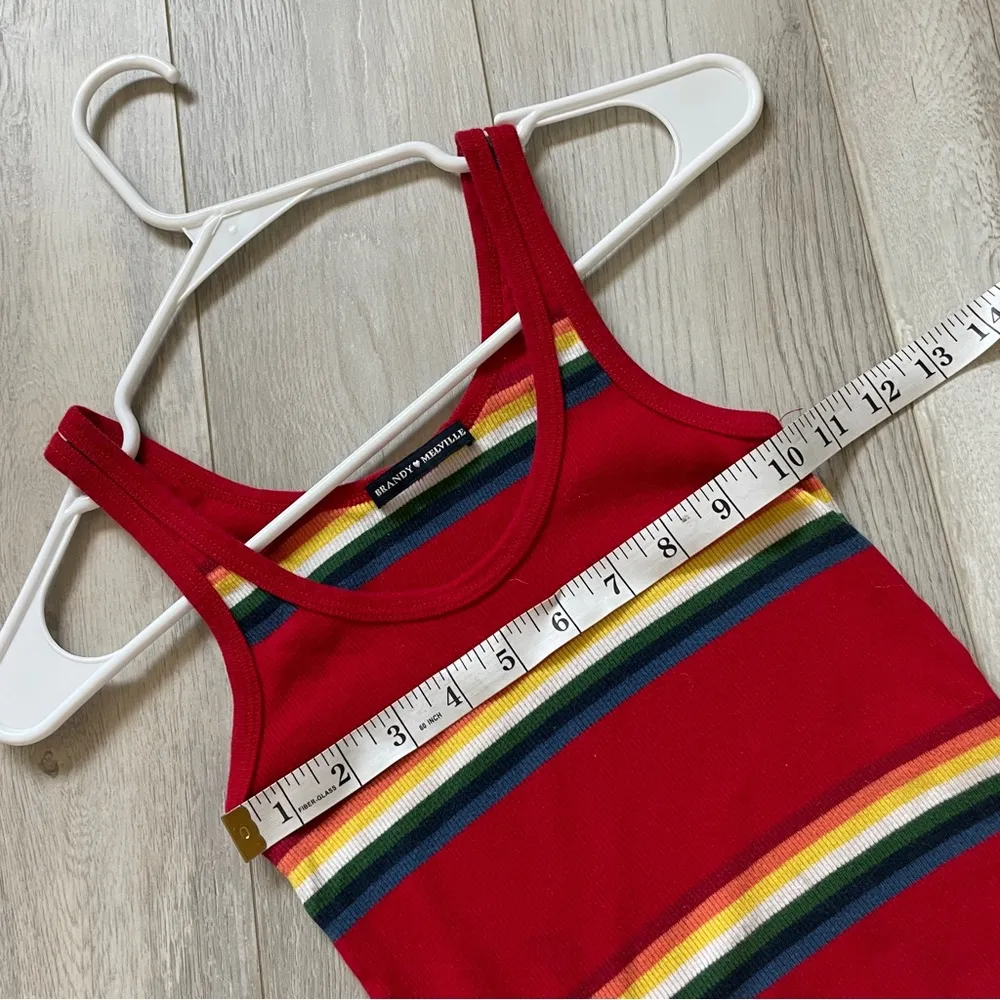 Brandy Melville Rainbow Crop Tank Top Red (One Size) colorful casual stretch - Image 6