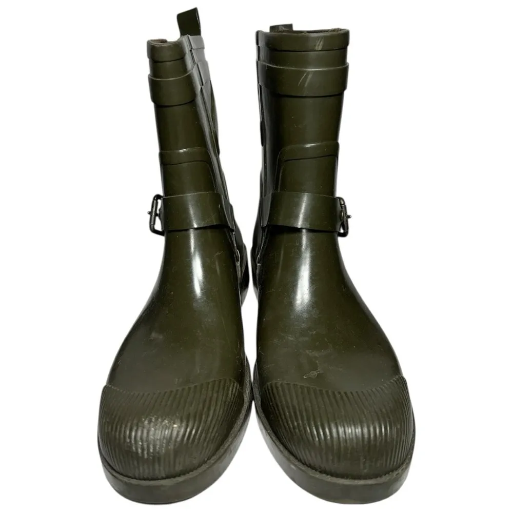 Coach Women’s Size 9 Fatigue Army Green Lester Shiny Rubber Rain Water Boots - Image 4