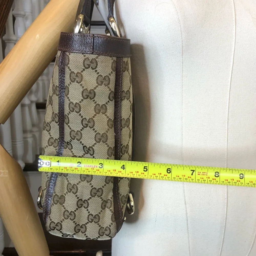 GUCCI Jacquard GG Monogram D Ring E/W Tote Shoulder Bag Zipper Compartment - Image 12