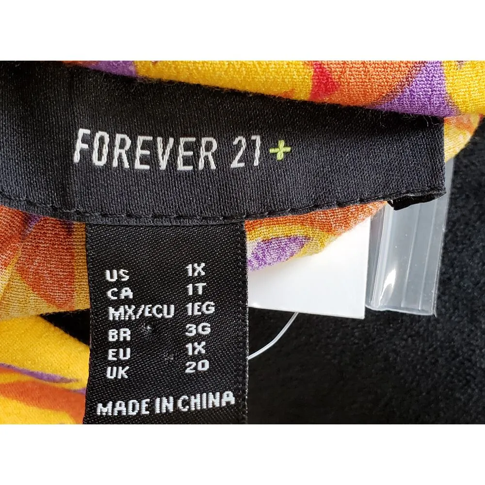 Forever 21 Shirt Dress Womens Size 1X Multi Short Sleeve Collared Button Front - Image 2