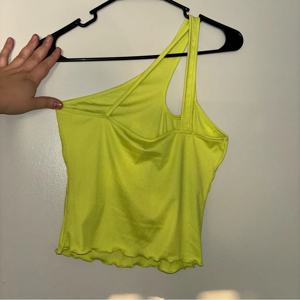 SHEIN Neon Green One-Shoulder Tank Top - Image 2