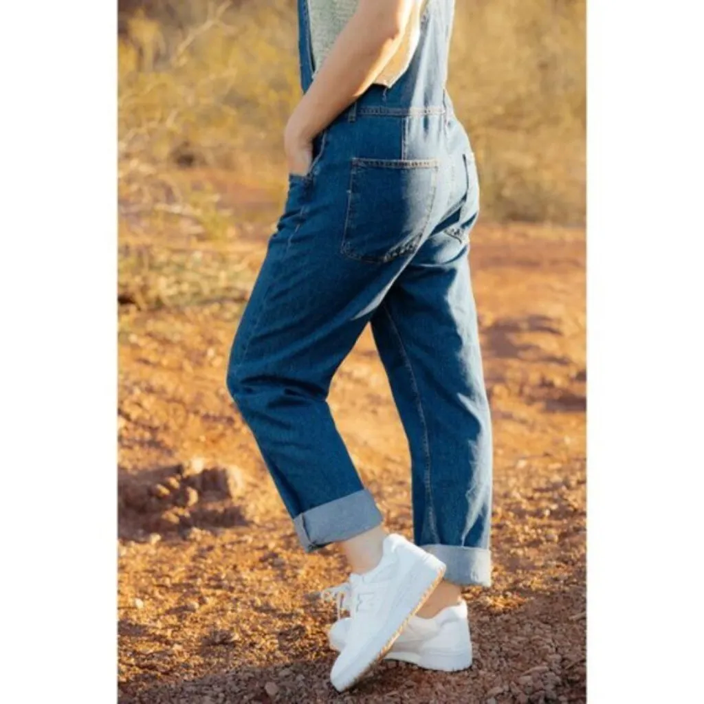 FREE PEOPLE We the Free Ziggy Denim Overalls in Wash Sapphire Blue Size Large - Image 15