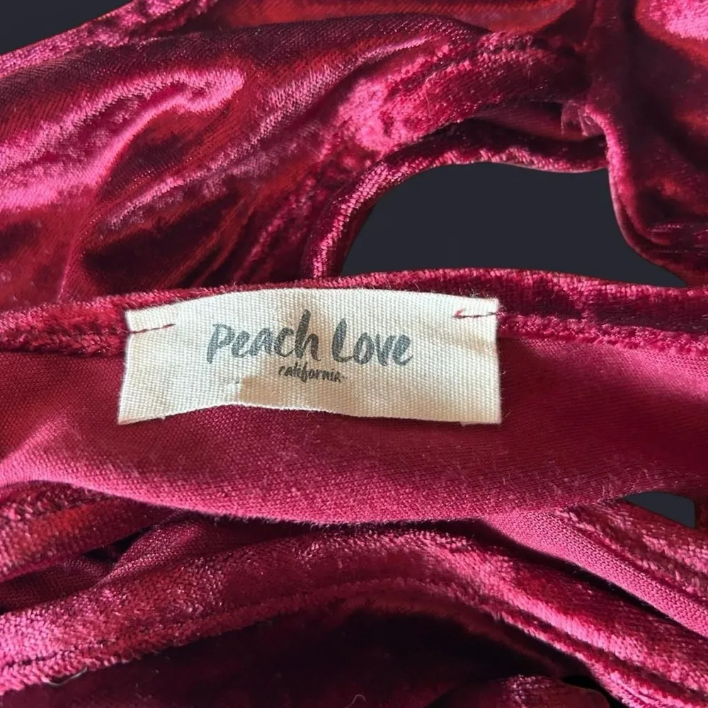 Red Crushed Velvet Velour Sleeveless Mini Dress – Keyhole V-Neck, Size Medium - Image 6